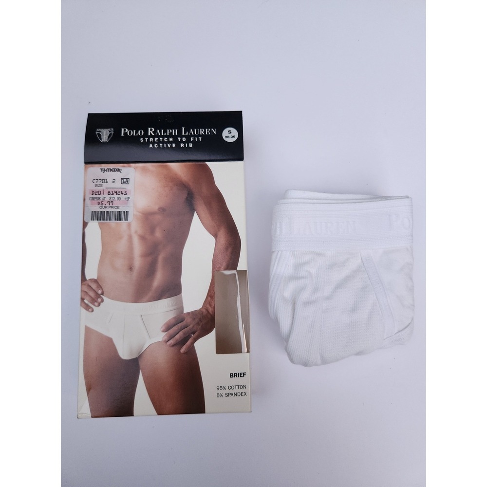 Polo Ralph Lauren Brief White Stretch Active Rib Vintage Mens Small 28-30